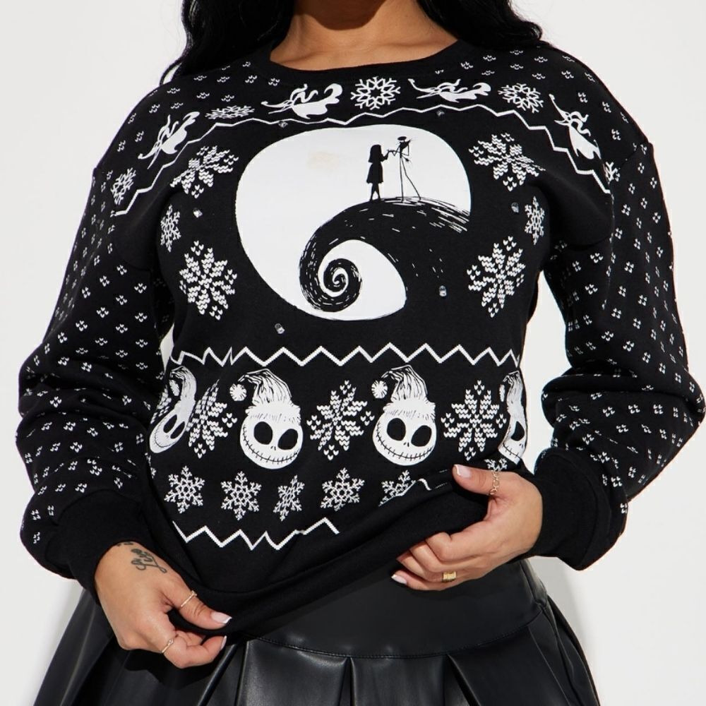 Disney Tim Burton's Nightmare Before Christmas Light Up Sweater Sweatshirt #6